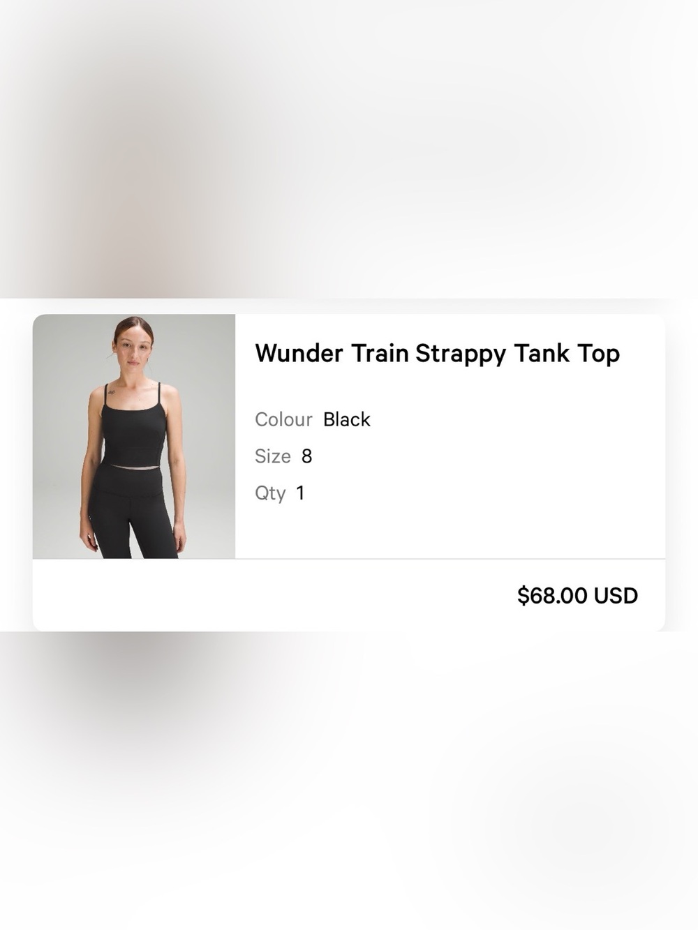 Lululemon Wunder Under Strappy Tank Top - Black (Size 8)